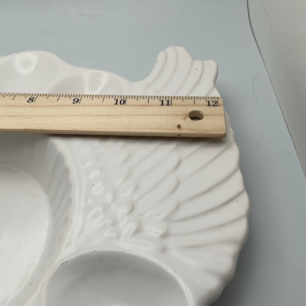 Vintage Teleflora Deviled Egg Platter Dish Plate Chicken Hen Shaped Portugal - Picture 5 of 5